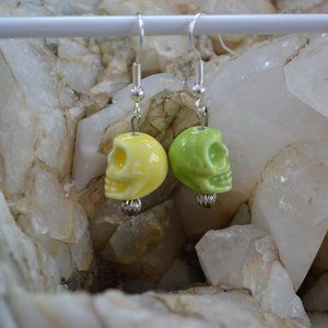 Yellow & Green Skull Earrings